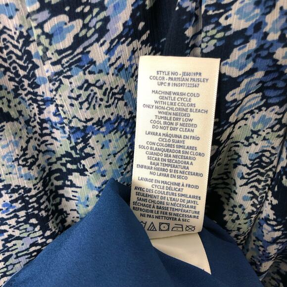 Joie NWT Wms Large Parisian Paisley Blue Printed Midi Dress Tiered Flowy - Picture 12 of 13